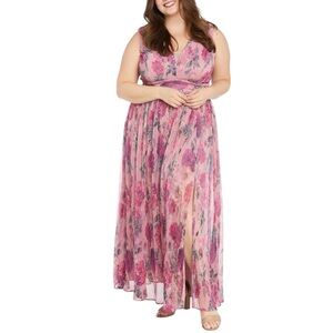 R & M Richards Pink Floral Maxi Dress